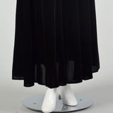 Small 1930s Dress Formal Black Silk Velvet Keyhole Neckline Evening Gown