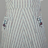 XL 1950s Day Dress Lightweight Volup Striped Casual Short Sleeve Cotton