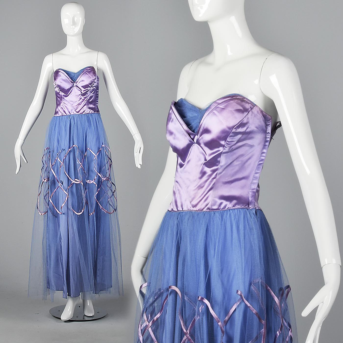1940s Purple and Blue Tulle Party Dress