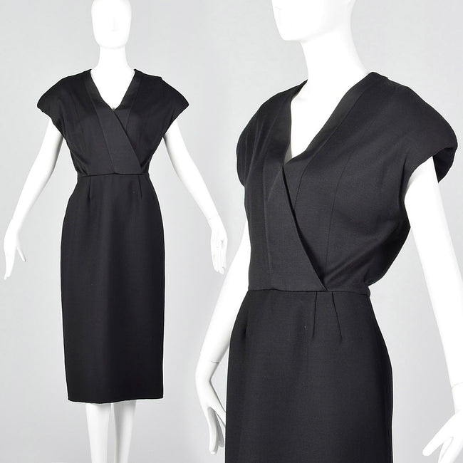 1980s Geoffrey Beene Black Dress with Shaped Shoulders