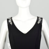 Small Theia Black Beaded Evening Gown Sexy Formal Sleeveless Dress