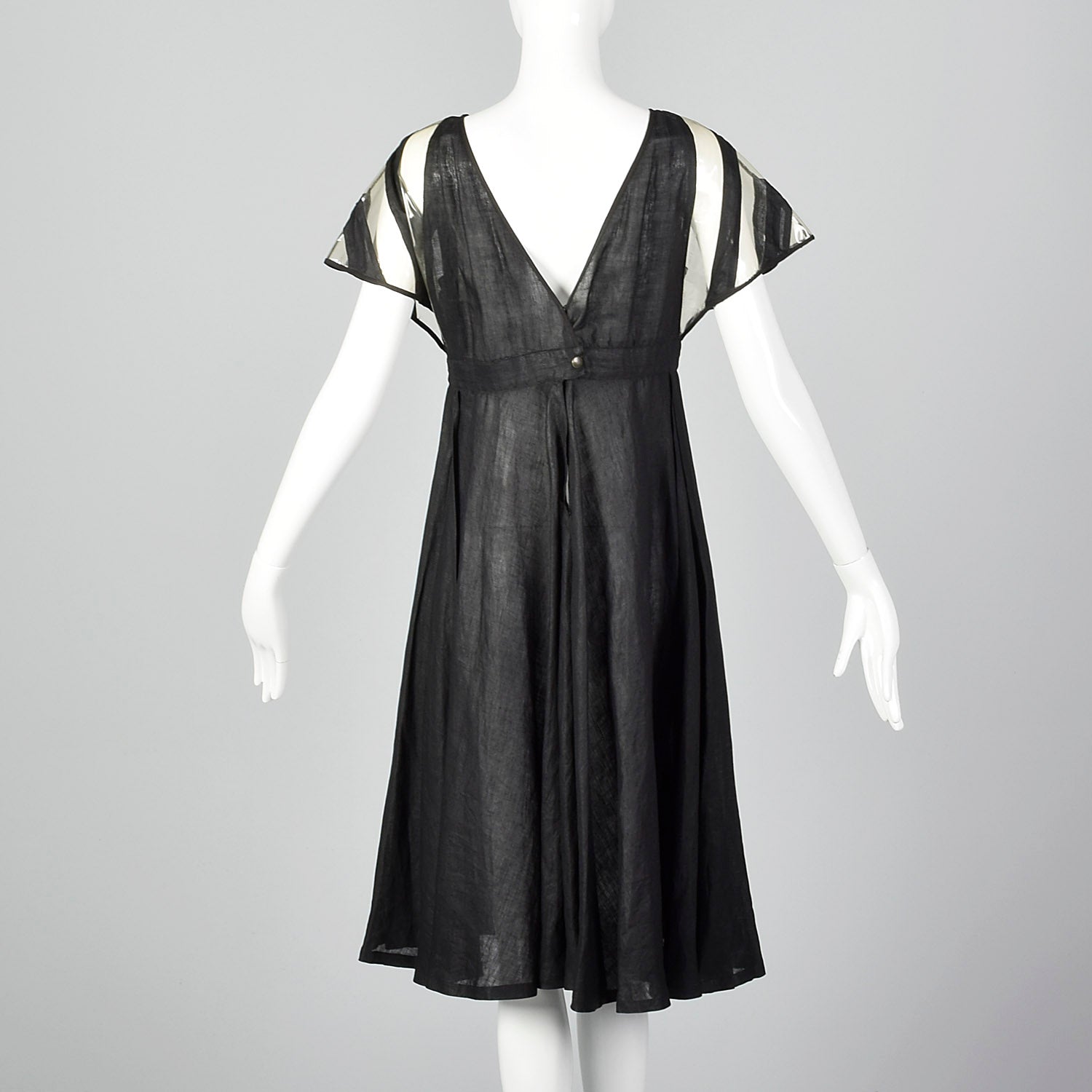 Fendi Linen Dress with Vinyl Sleeves & Split Skirt