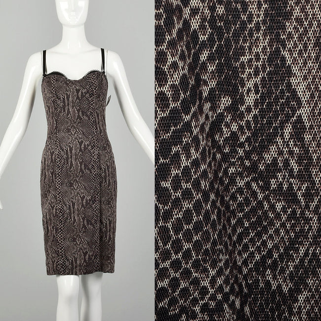 Small Caché Snakeskin Print Dress Peekaboo Bra Illusion Slip Lingerie
