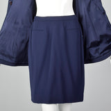 1980s Donna Karan Navy Blue Skirt Suit