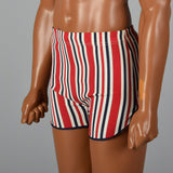 1960s Mens Swim Trunks in Red White & Blue