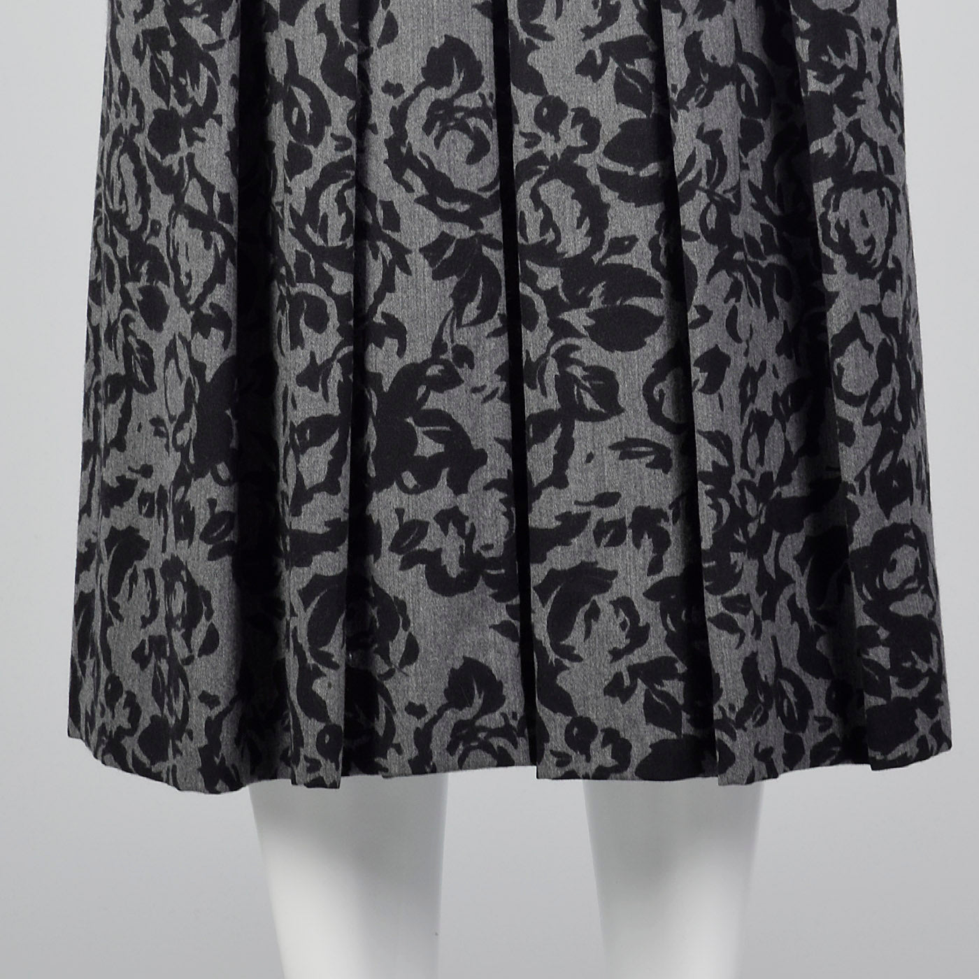 1980s Escada Gray and Black Wool Skirt
