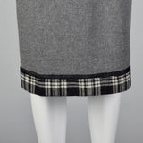 1950s Reversible Pencil Skirt in Gray and Black Plaid