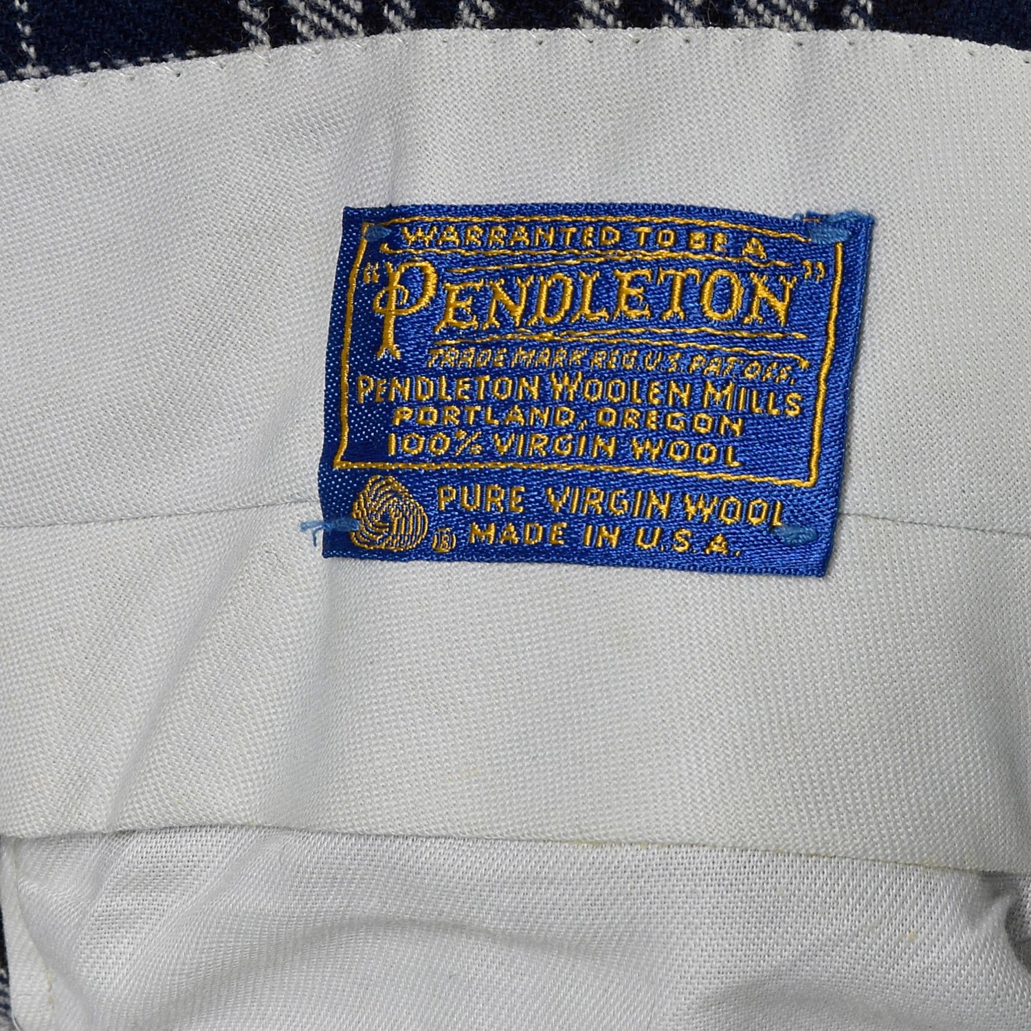 Medium 1960s Mens Pendleton Wool Pants Blue Plaid Flat Front Straight Leg