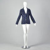 1990s Armani Collezioni Blue Knit Cardigan