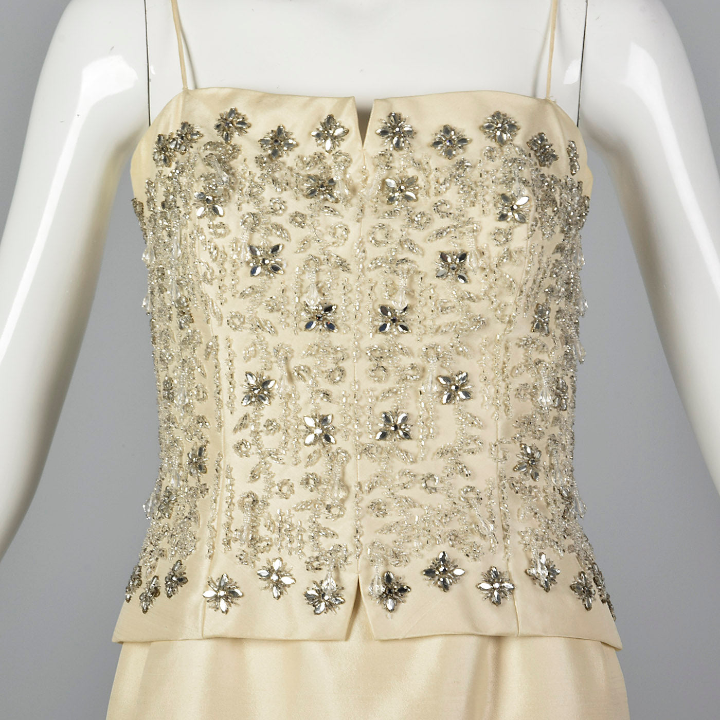 1960s  Beaded Wedding Ensemble with a  Sleeveless Dress and Formal Opera Coat