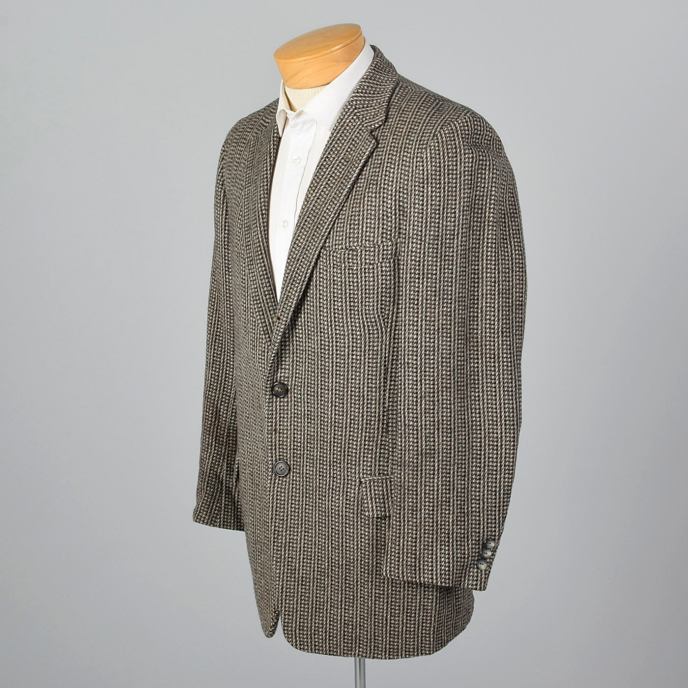 1950s Black and White Tweed Jacket with Red Stripe