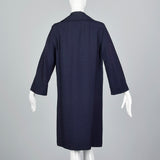 1960s Navy Blue Coat with Ribbon Stripe Taffeta Lining