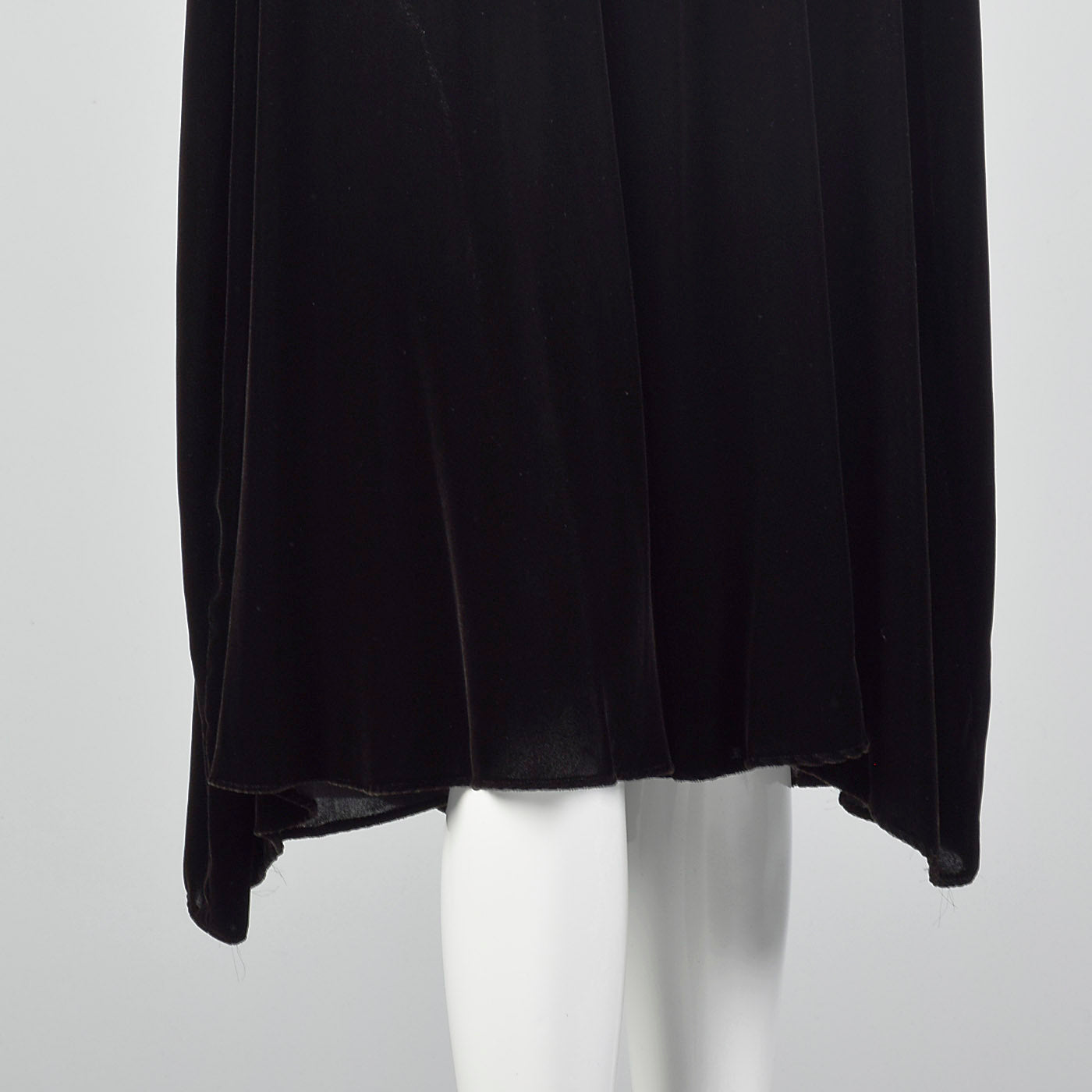 1940s Black Velvet Halter Dress with Ruched Bodice