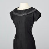 1950s Little Black Dress with Silver Lurex Trim