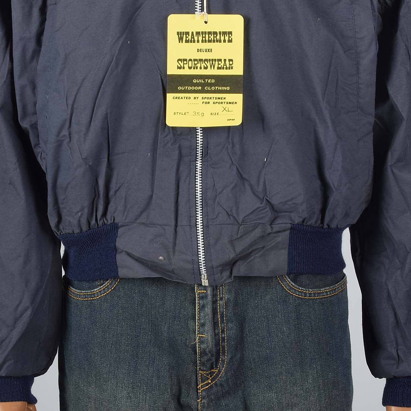 Large -XL 1960s Navy Blue Bomber Jacket