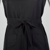 1960s Classic Little Black Dress Belted Sleeveless Shift with Patch Pockets
