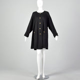 Arlette Nastat Black Oversized 1980s Knit Cardigan Dress