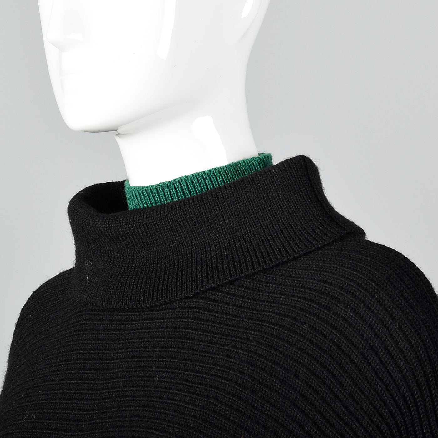 1950s Black Wool Ski Sweater with Wind Collar