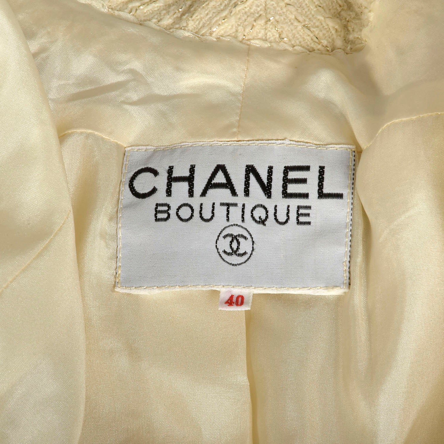 Chanel Boutique Cream & Metallic Gold Tweed Skirt Suit Clutch Jacket –  Style & Salvage