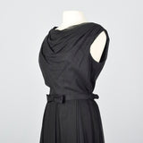 1950s Classic Little Black Dress with Draped Neckline