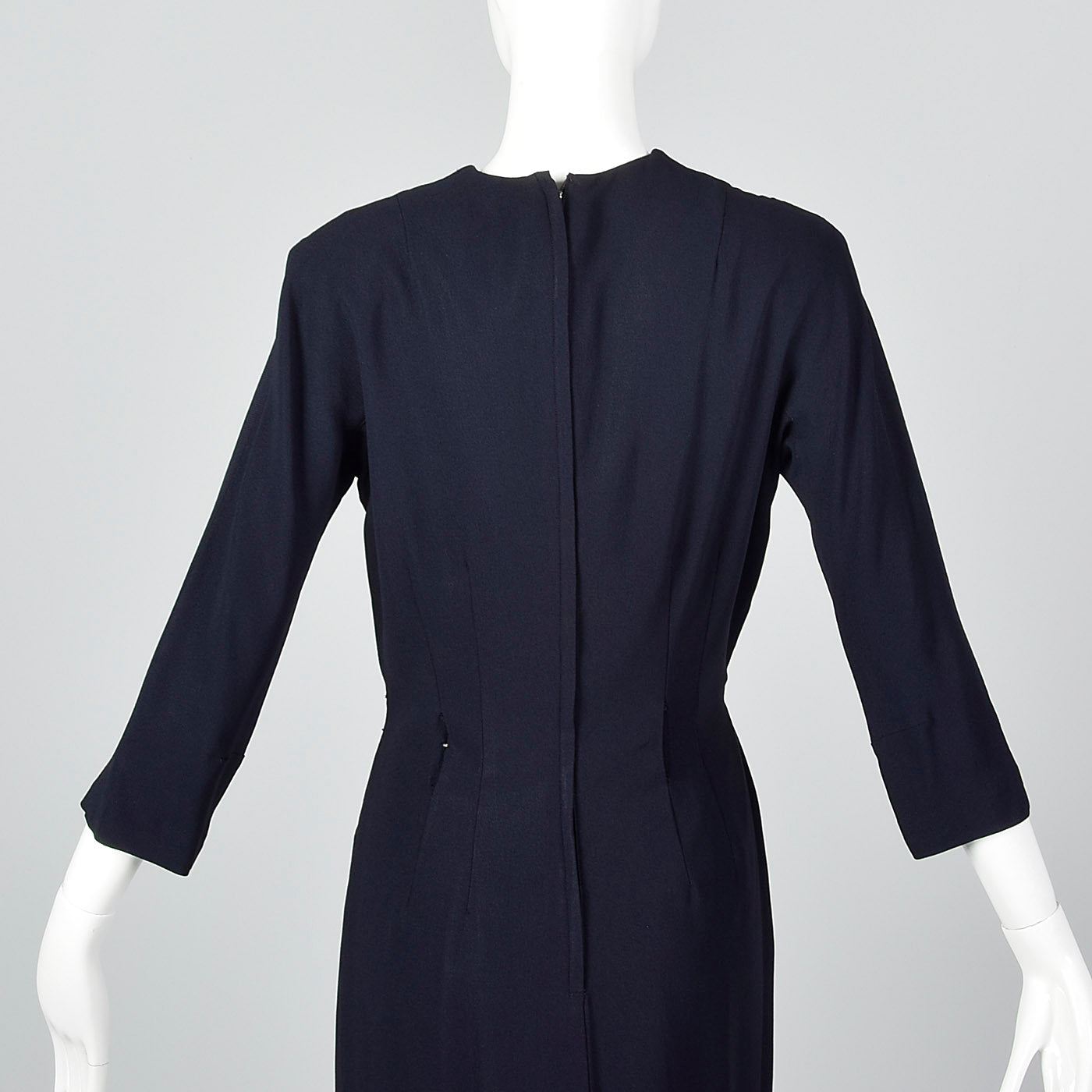 1950s Navy Blue Dress with Bow Detail