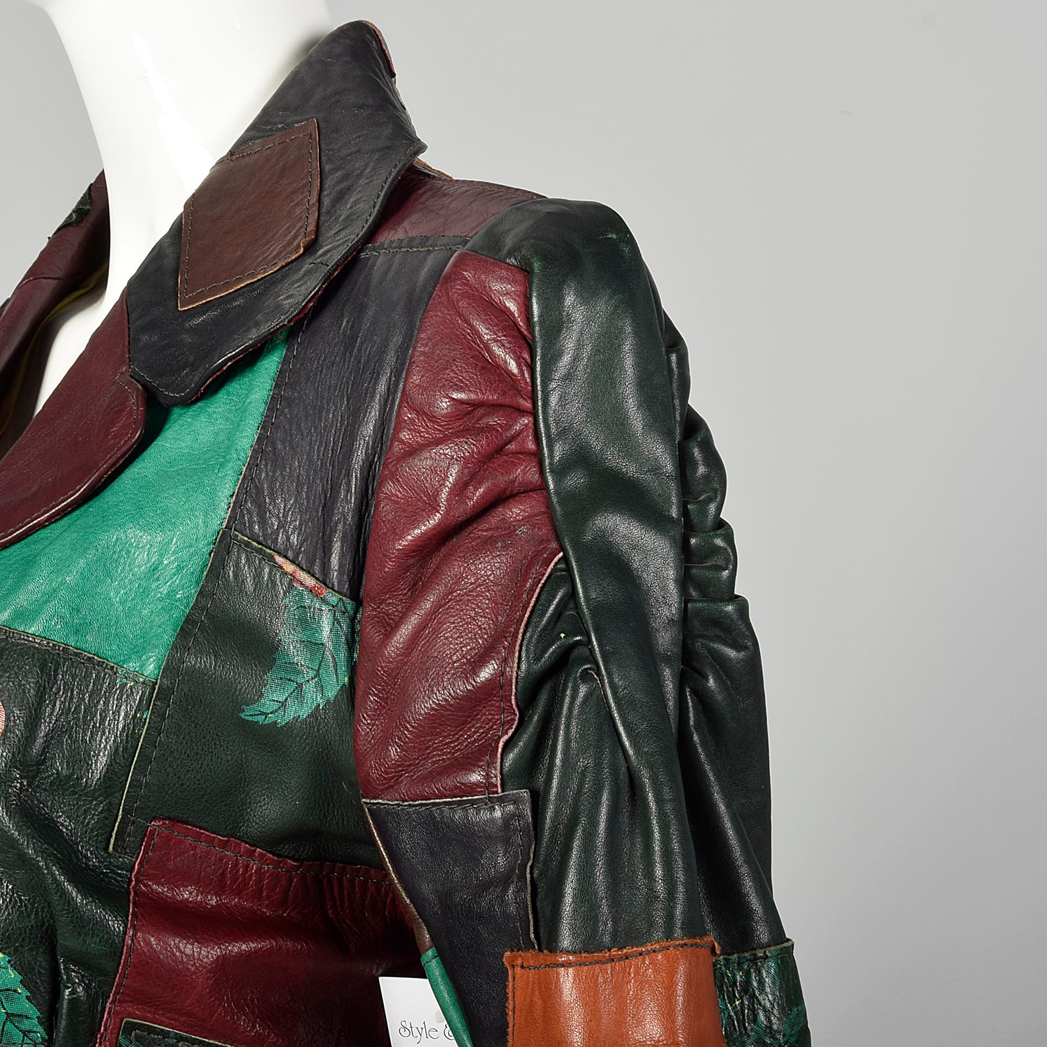 XXS 1970s Gandalf Patchwork Leather Jacket Boho Outerwear