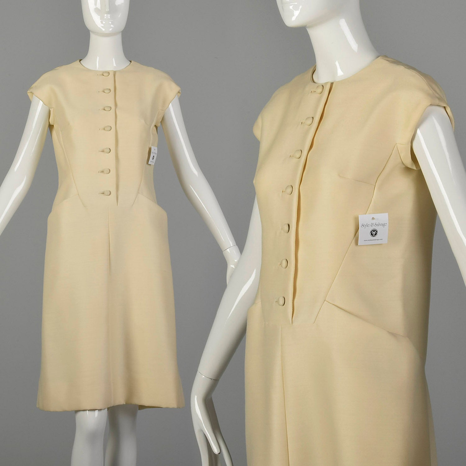 Medium 1960s Dress Suzy Perette Cream Wool Silk Sack Dress