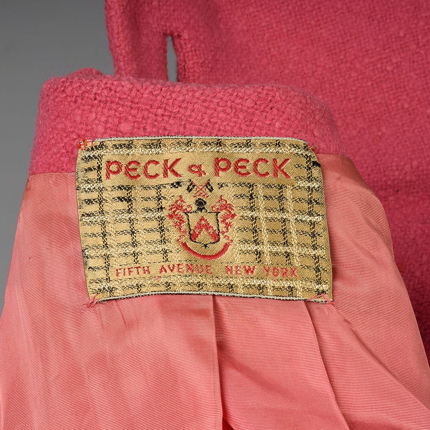 OSFM 1960s Swing Coat Loose Pink Wool Bracelet Sleeve Winter