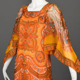 1960s Saks Fifth Avenue Silk Micro Mini Dress with Angel Sleeves