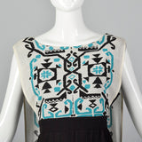 1970s Black Gauze Dress with Back Panel