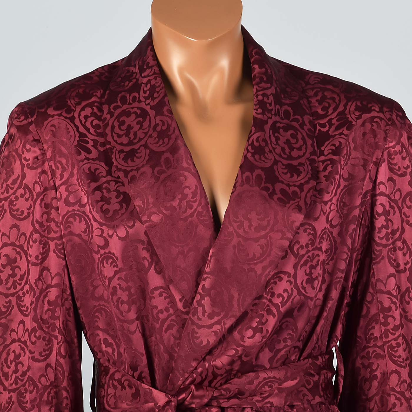 1950s Mens Deadstock Burgundy Robe with Shawl Collar
