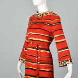 1970s Goldworm Red Abstract Print Dress
