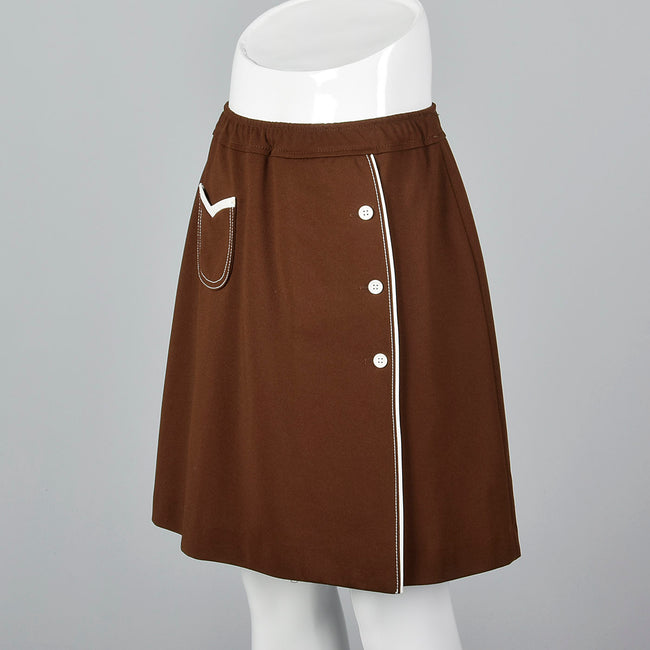 1960s Brown Skirt with Shorts