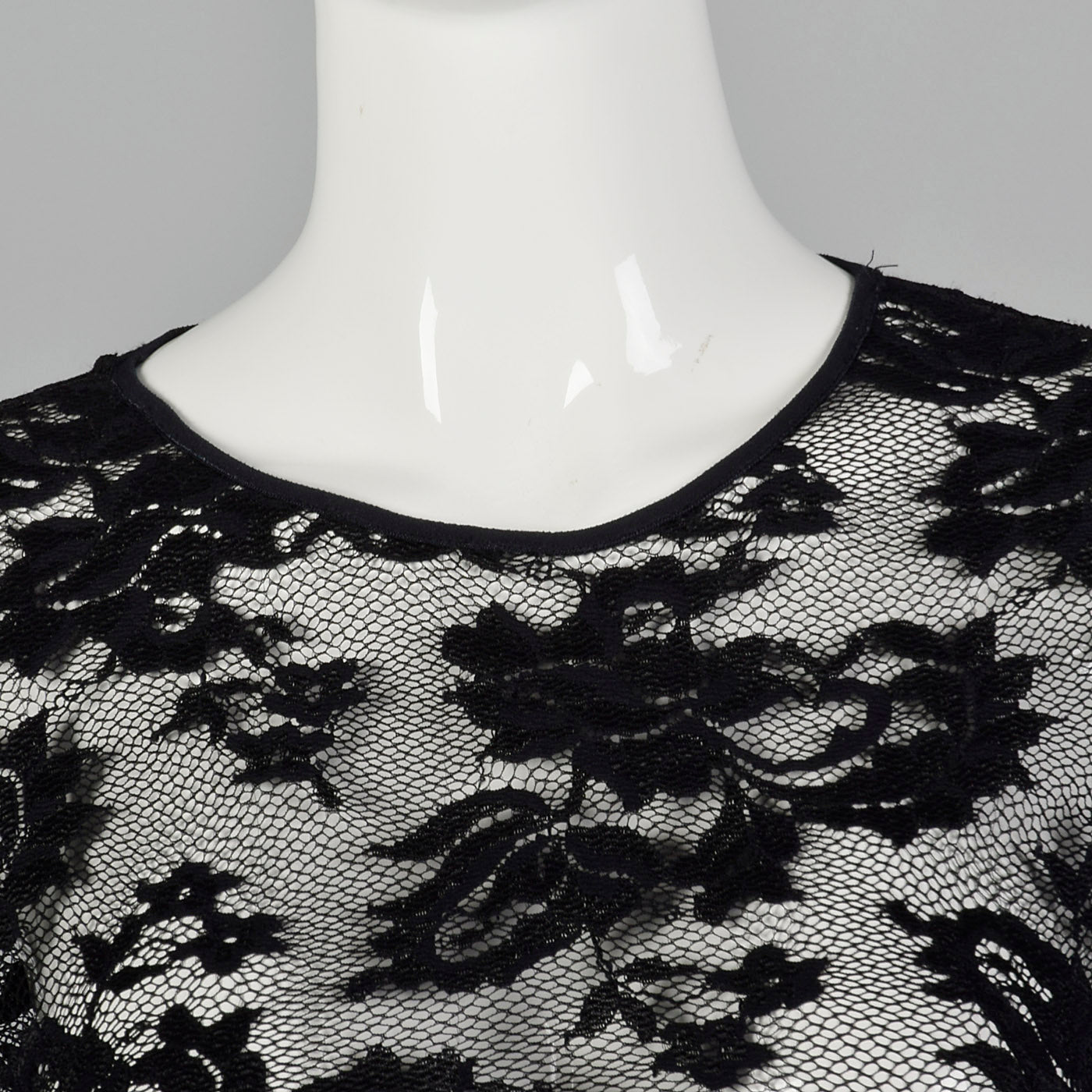 1990s Black Stretch Dress in Sexy Sheer Lace