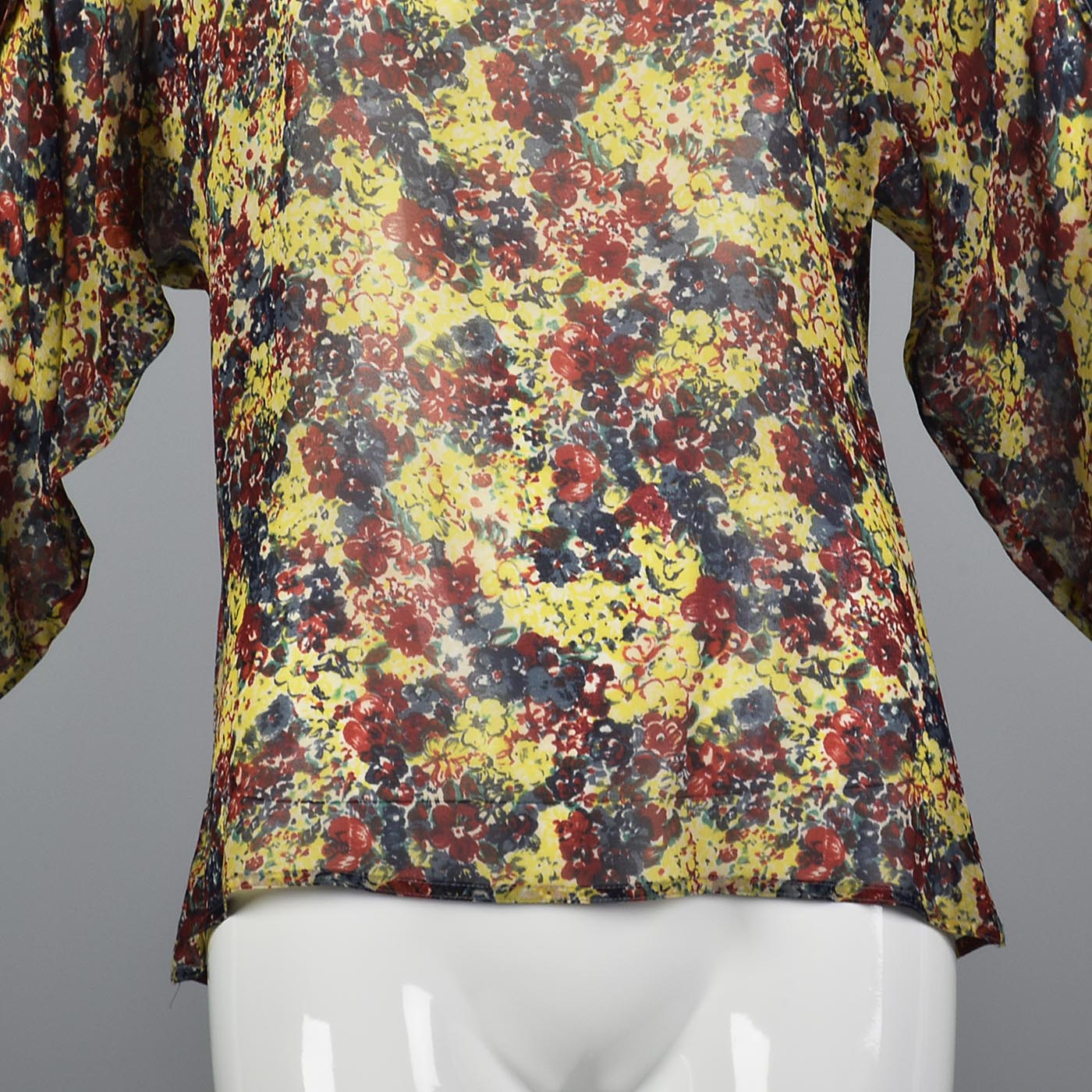 1980s Gianni Versace Sheer Bohemian Silk Blouse