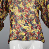 1980s Gianni Versace Sheer Bohemian Silk Blouse