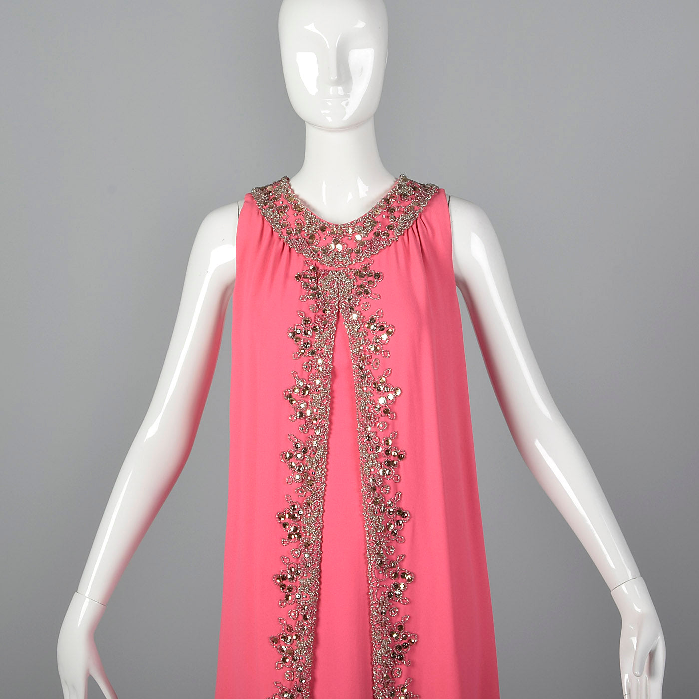 1960s Hot Pink Wiggle Dress with Beaded Float