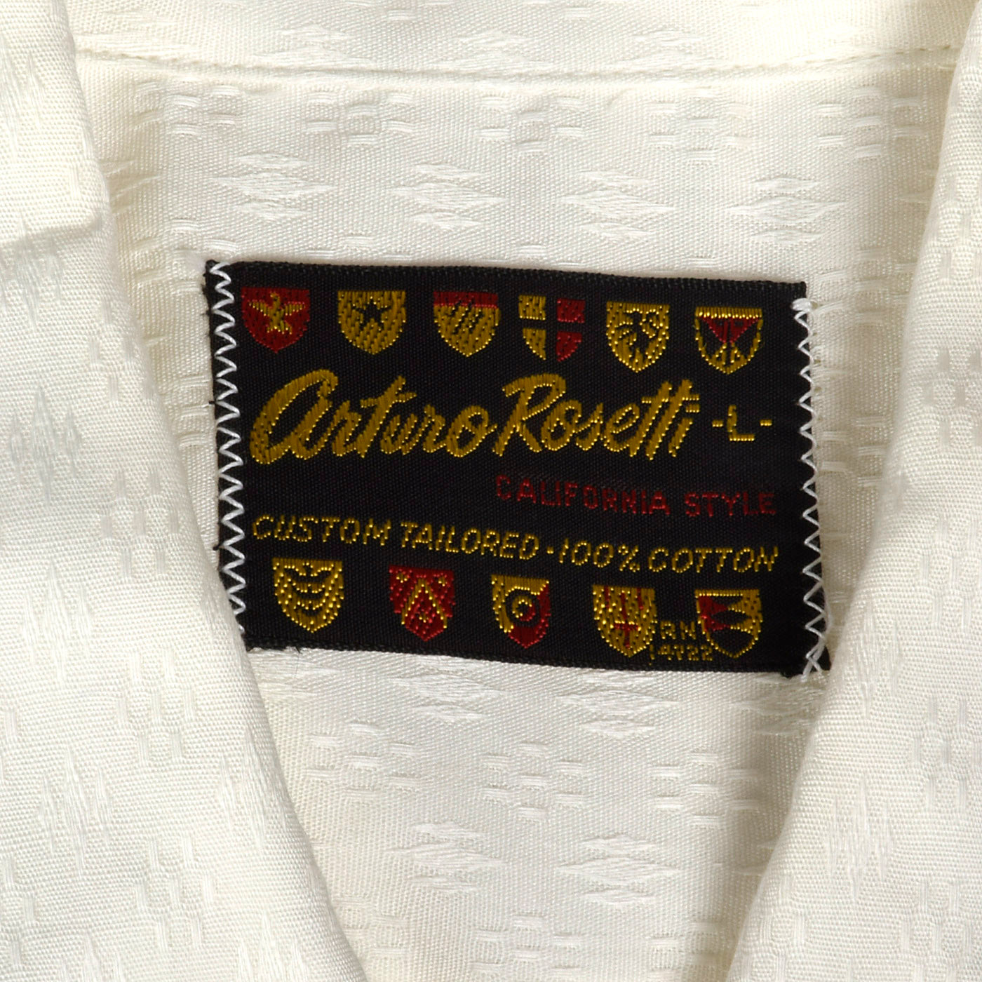 1950s Deadstock White Cotton Shirt with Loop Collar