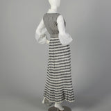 Small 1970s Romper Black and White Checkered Lace Overskirt Sheer Longsleeves