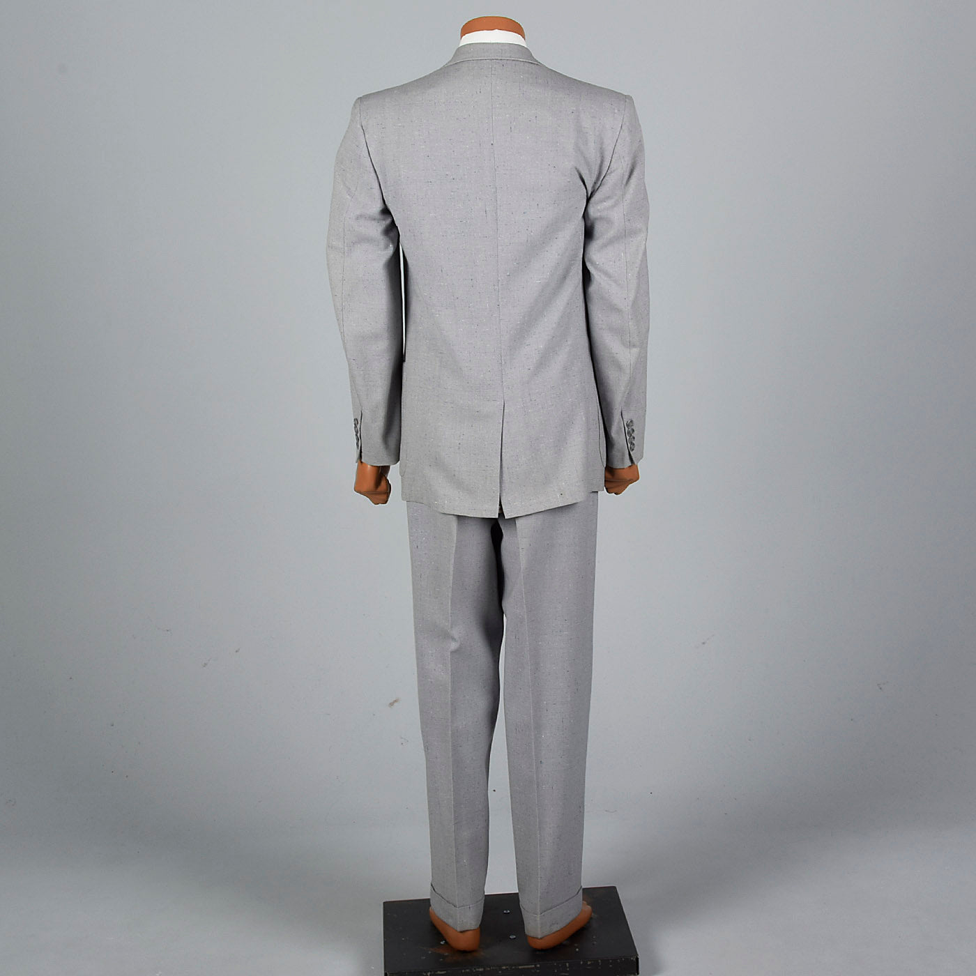 1950s Mens Two Piece Suit in Dove Gray with Blue & White Flecks