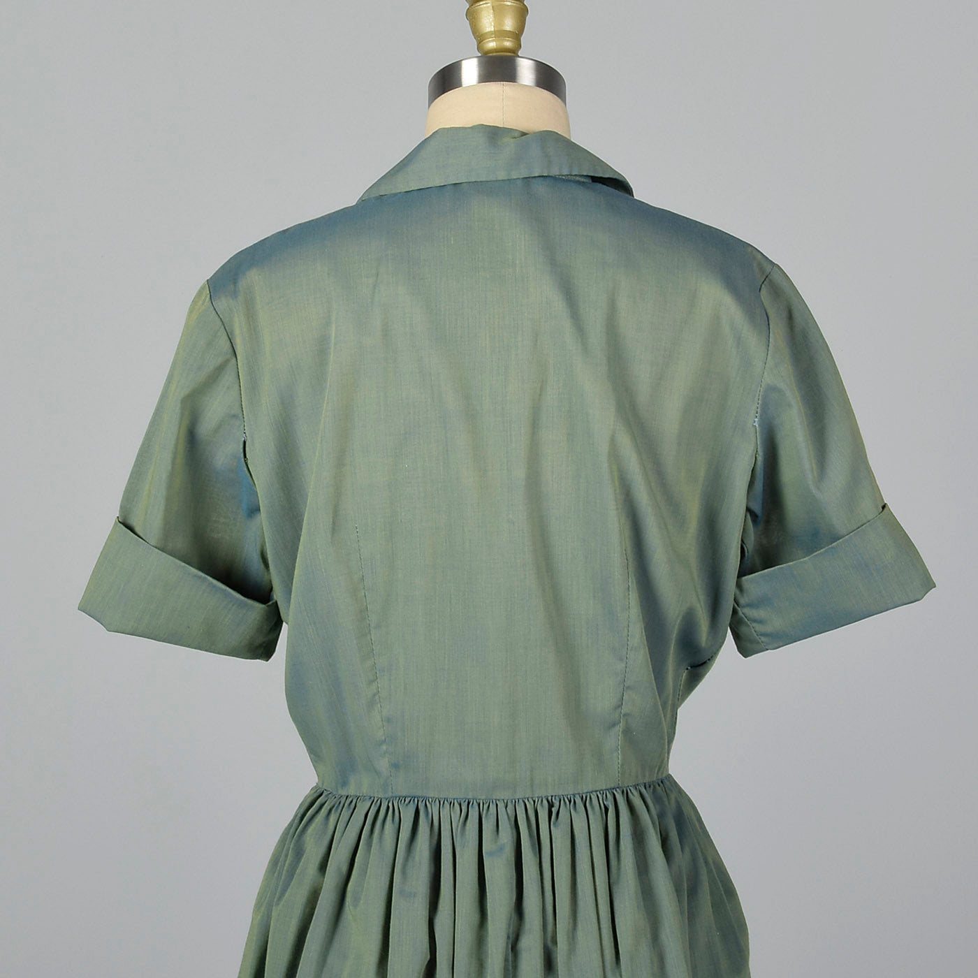 1960s Green and Blue Sharkskin Dress