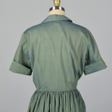 1960s Green and Blue Sharkskin Dress