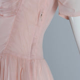 1940s Old Hollywood Pink Sheer Chiffon Dress