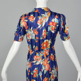 1940s Rayon Zip Front House Dress