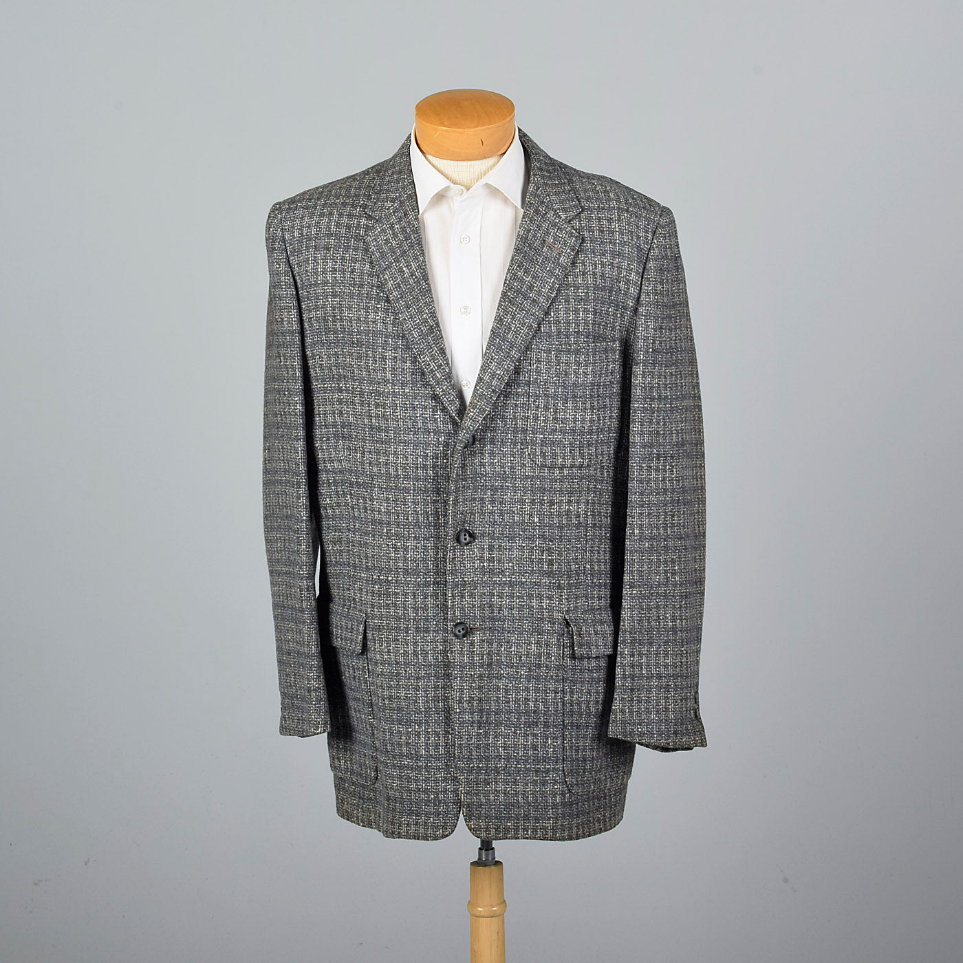 1950s Gray Tweed Jacket with Patch Pockets