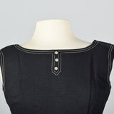 1950s Little Black Dress with White Topstitching