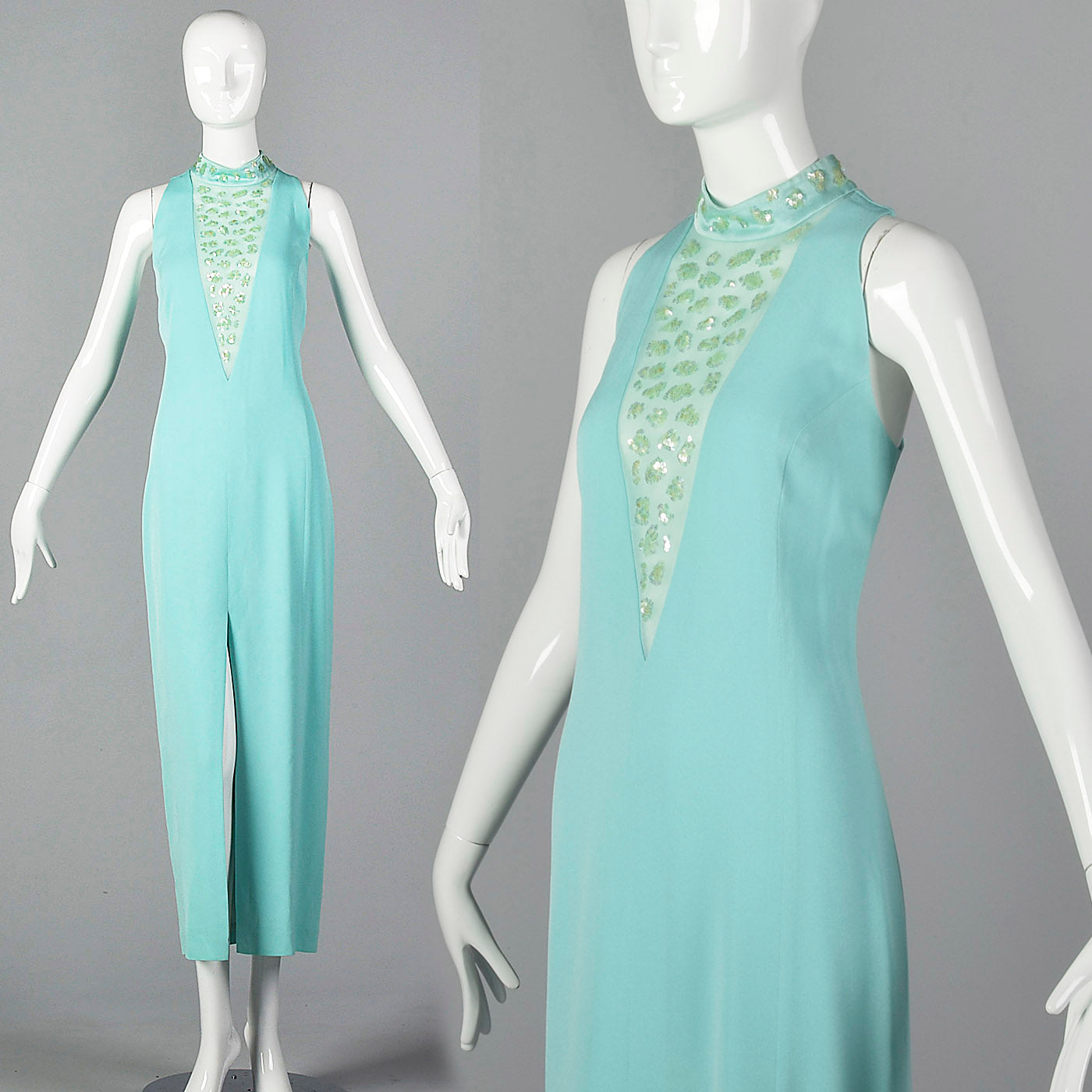 1980s Lillie Rubin Mint Green Dress