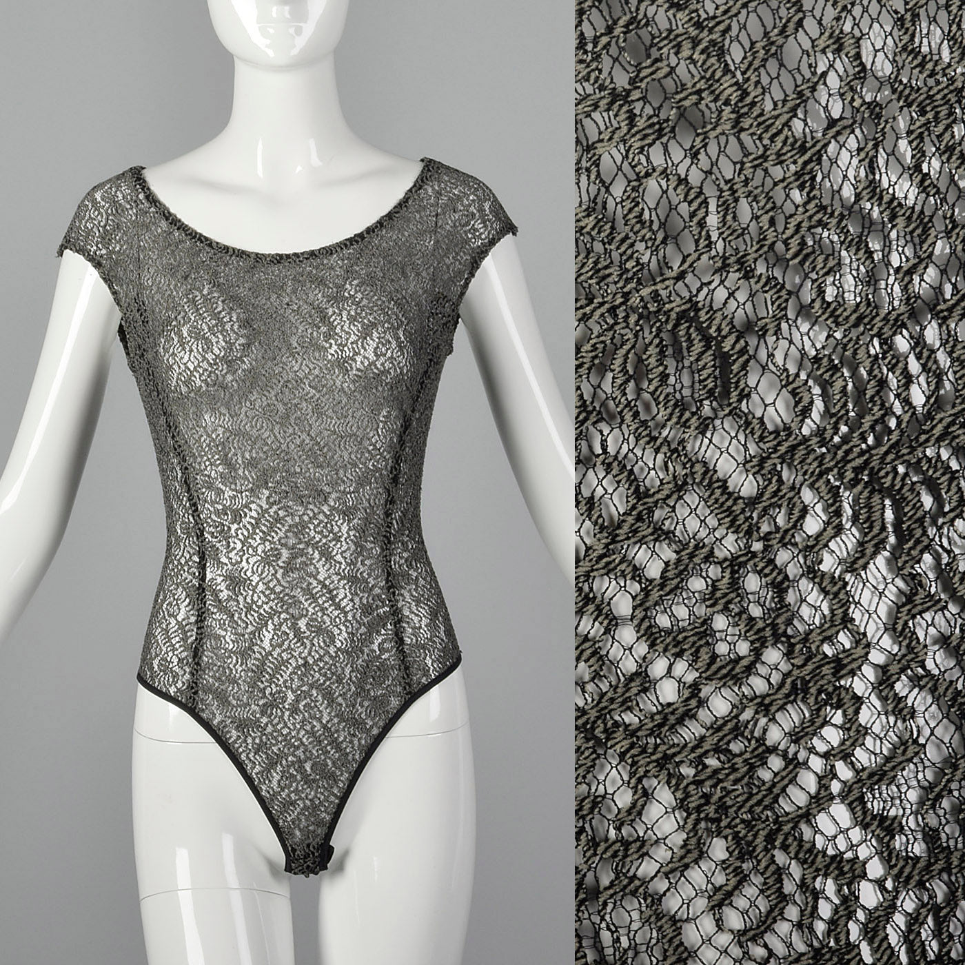 1980s Donna Karan Gray Bodysuit