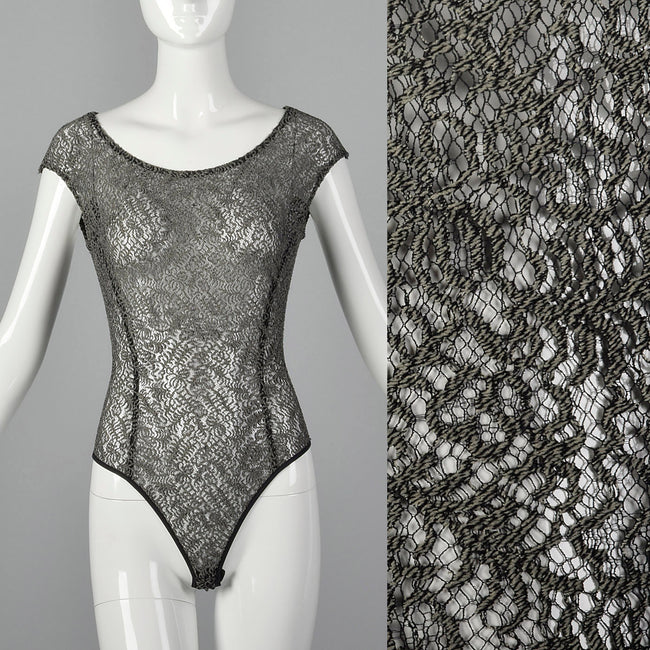 1980s Donna Karan Gray Bodysuit