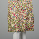 XS 1960s Silk Skirt Suit with Garden Theme Print